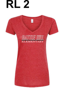 Battle Hill Elementary School Ladies V-neck Tee