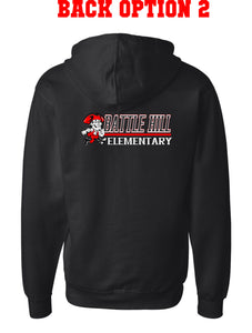 BATTLE HILL ELEMENTARY School ADULT and YOUTH monogramed HOODED zip-up sweatshirt
