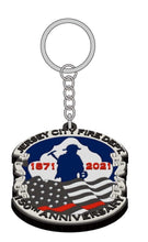 Load image into Gallery viewer, Jersey City Fire Department 150th Anniversary rubberized key chain
